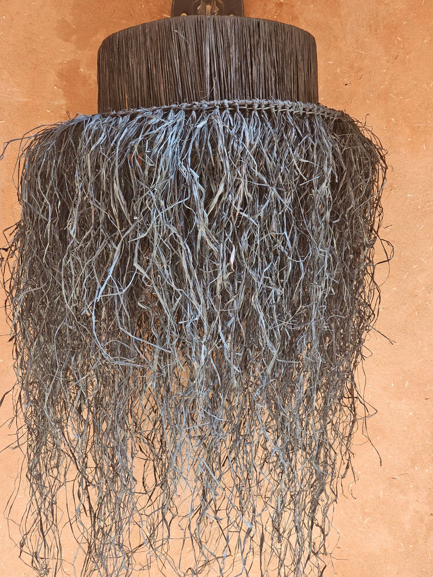 Raffia Pendant Light with Fringes , Hanging Lamp Shade in Raffia