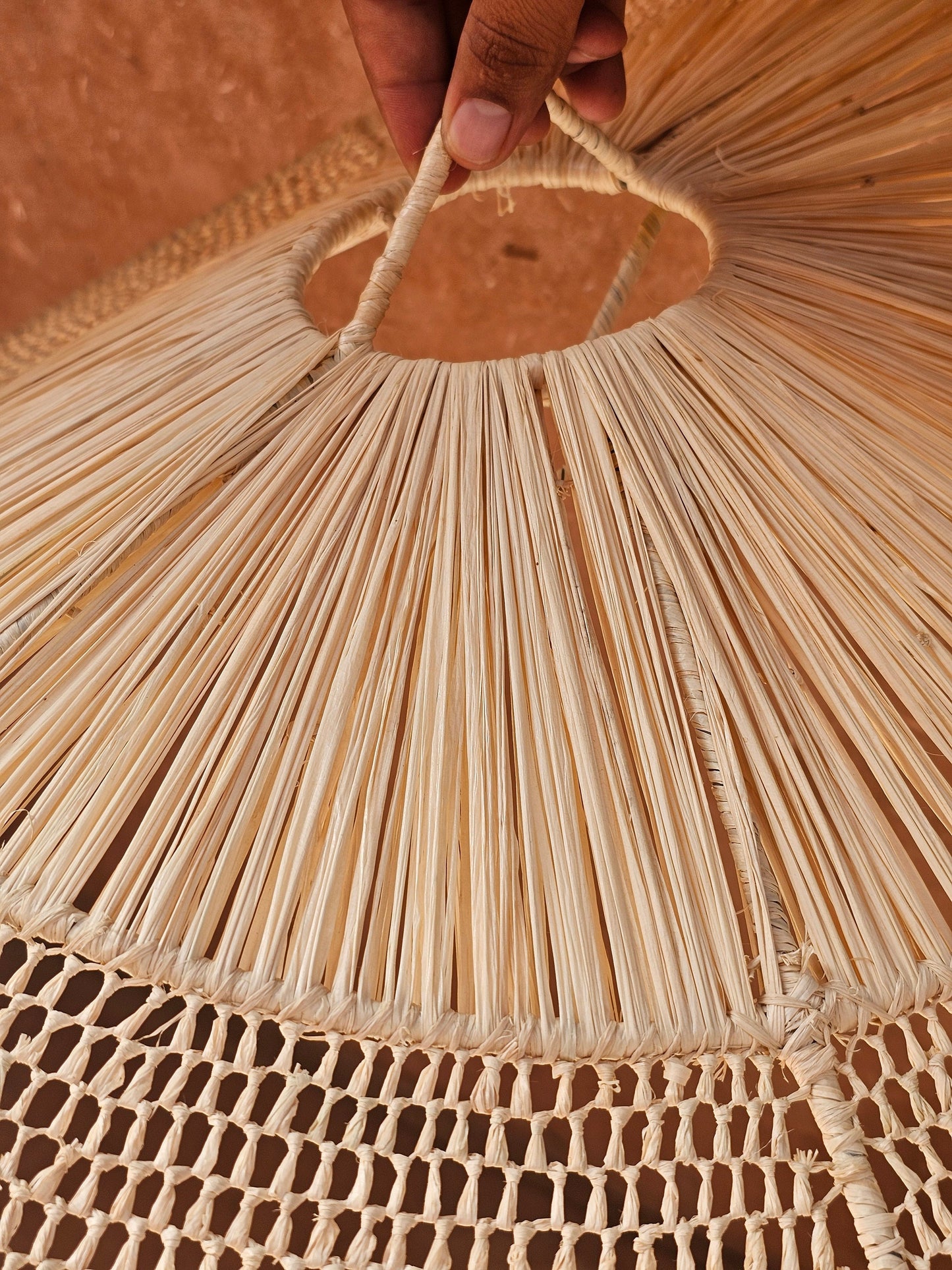 Raffia Pendant Light in Parasol Shape , Hanging Lampshade in Raffia