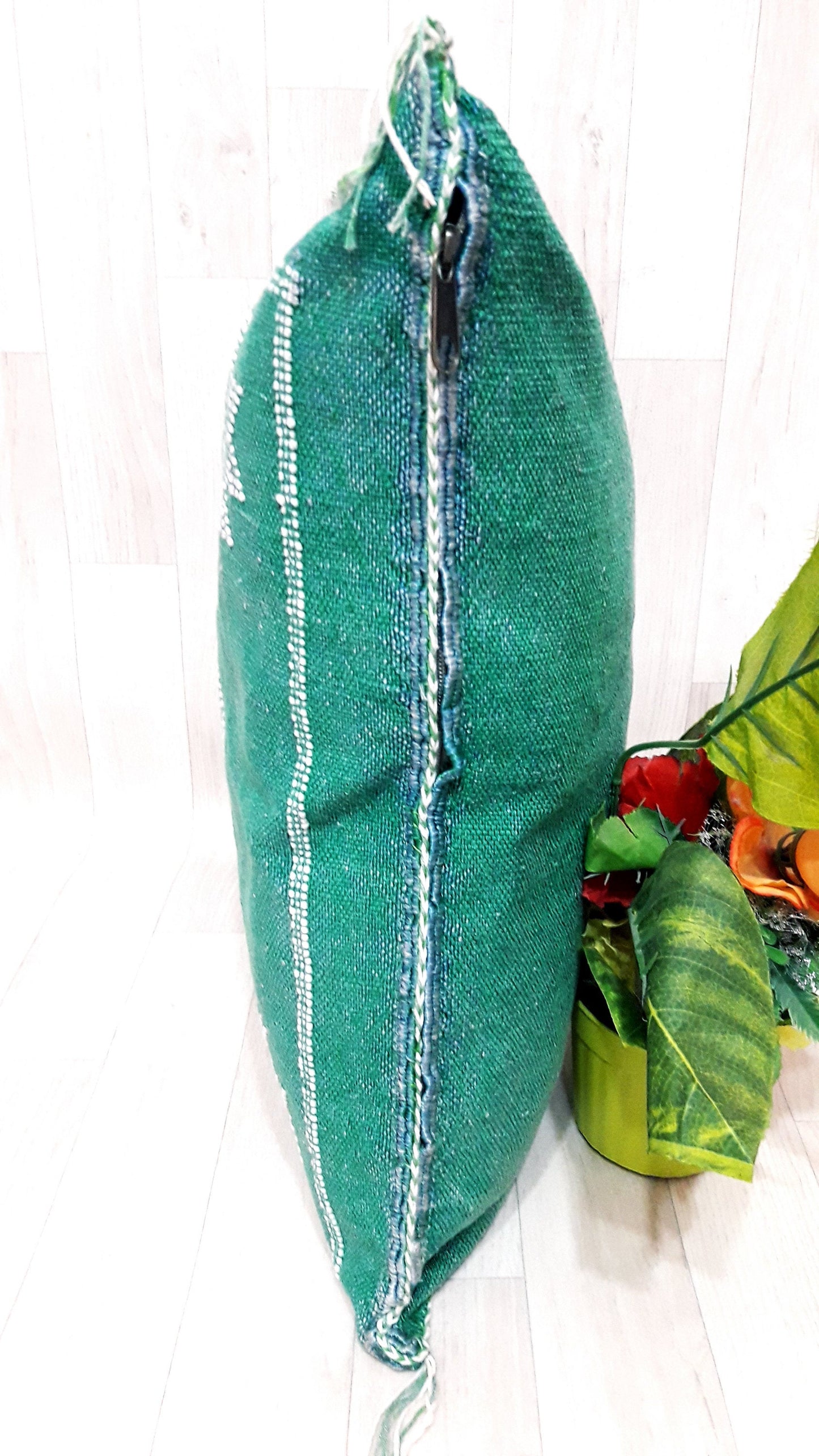 Cactus Silk Pillow, Moroccan Sabra Cushion, Handmade Cactus Silk Pillow, Berber Sabra Cushion, Pillow Throw, Moroccan Lumbar Sabra Cushion