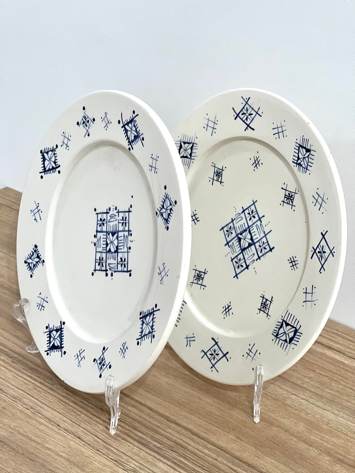 Set of 2 Handmade and Hand-Painted Moroccan Ceramic Plate - Moroccan Serving Platter - Kitchen Serving Platter - Handmade Pottery Dish Set