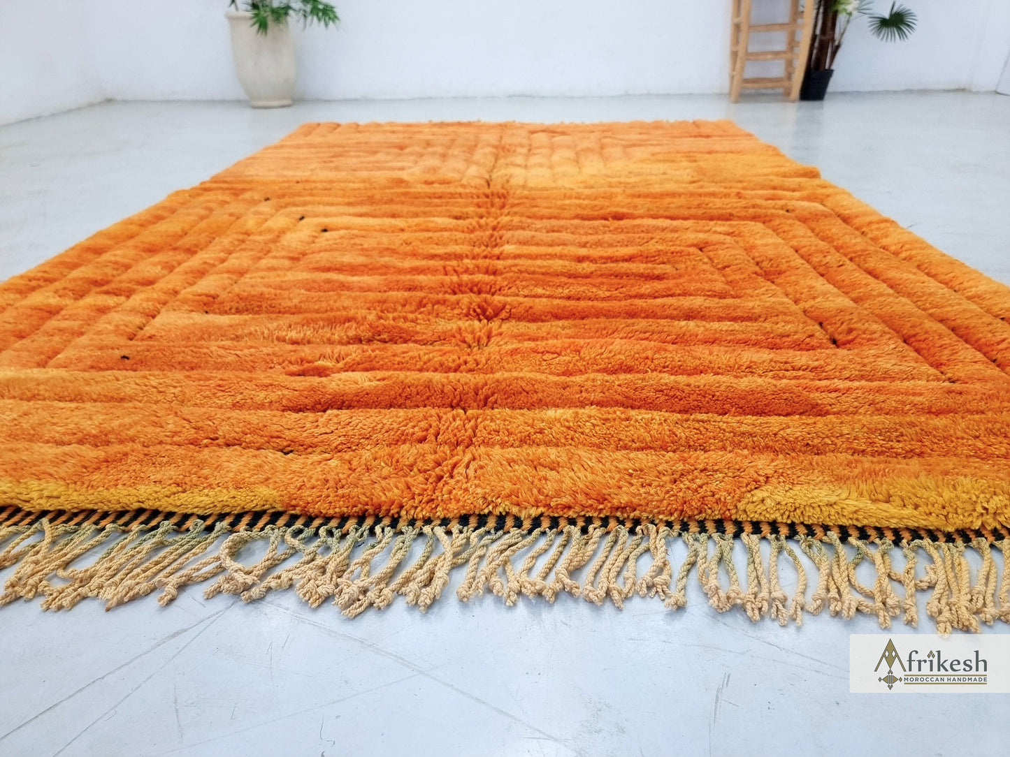 TUFTED MRIRT RUG 6X10, Woven Moroccan Rug, Soft Bright Orange Rug, High Quality Mrirt Design, Berber Carpet, Shag Rug for Living Room.