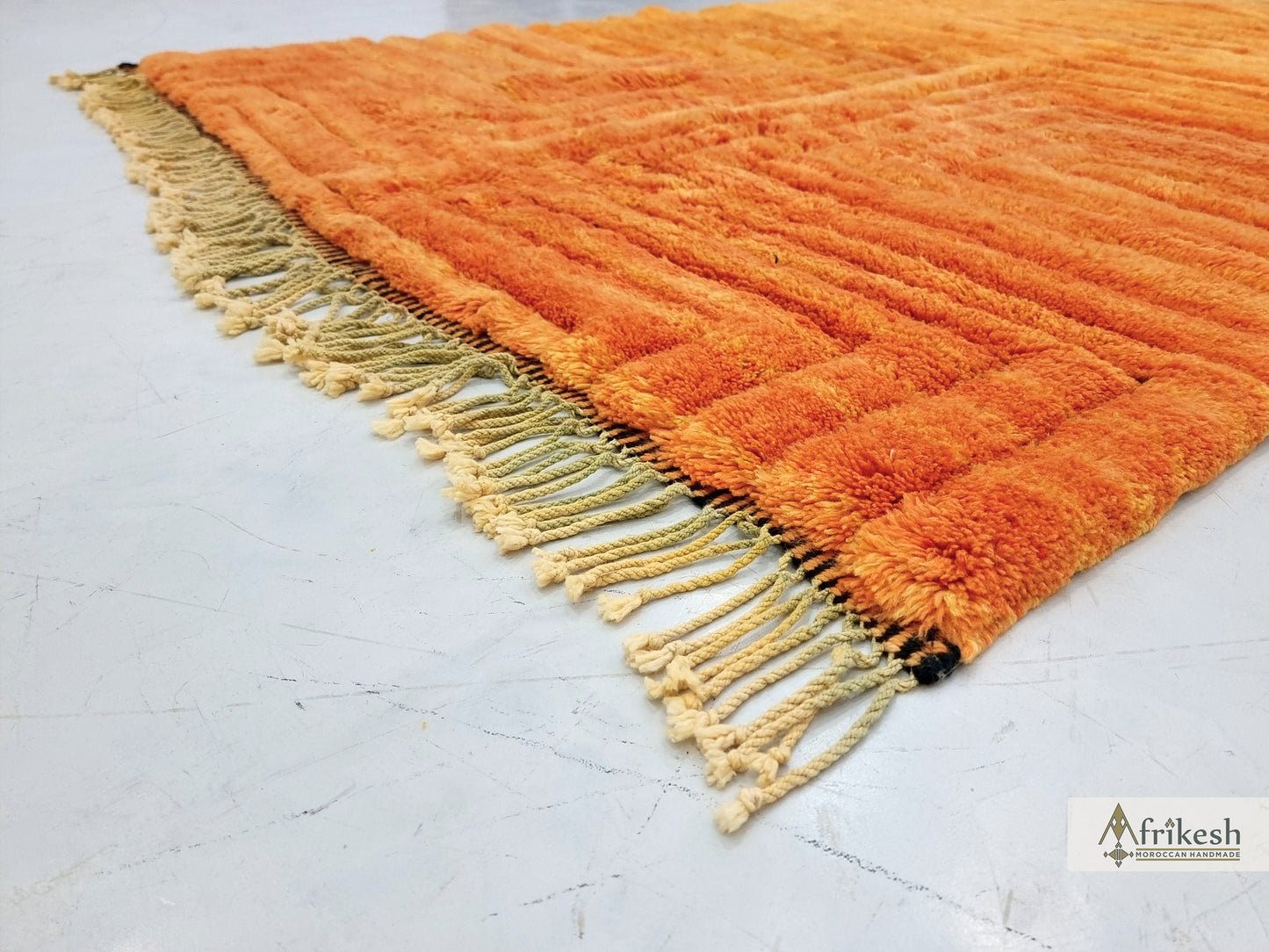 TUFTED MRIRT RUG 6X10, Woven Moroccan Rug, Soft Bright Orange Rug, High Quality Mrirt Design, Berber Carpet, Shag Rug for Living Room.