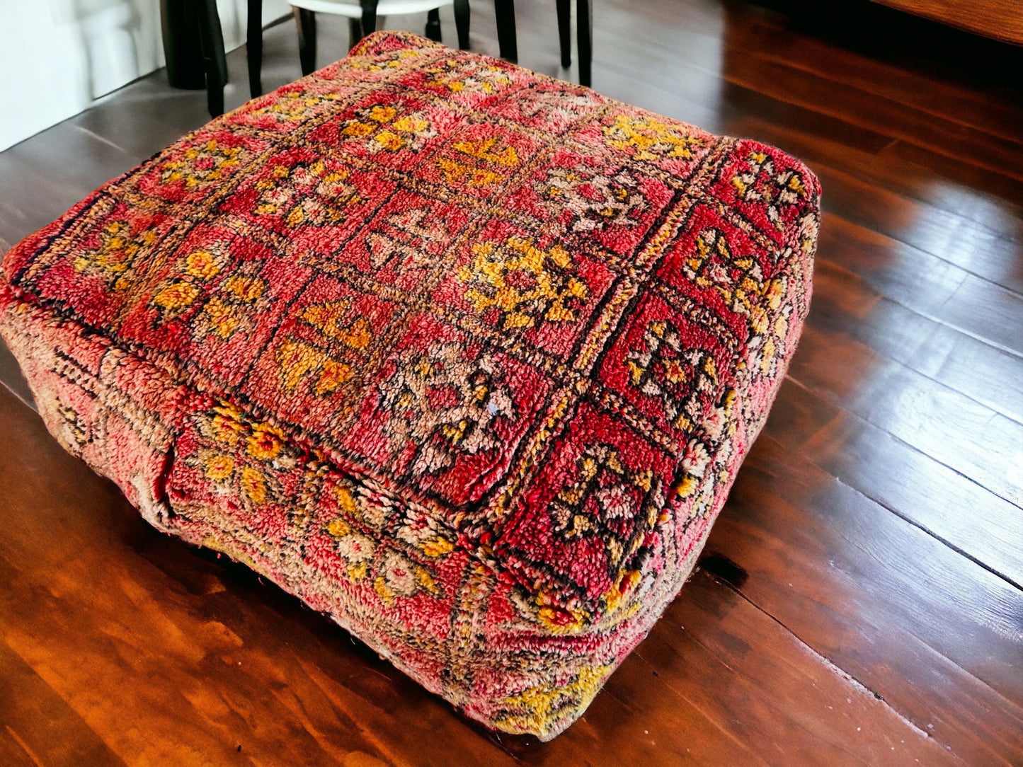 Kilim Pouf ,Multi Color Moroccan Pouf.Vintage Pouf .Beni Ouarain Pouf. Square Pouf .Outdoor Kilm Pouf.Yoga Meditation.Ottoman Pouf,Handmade
