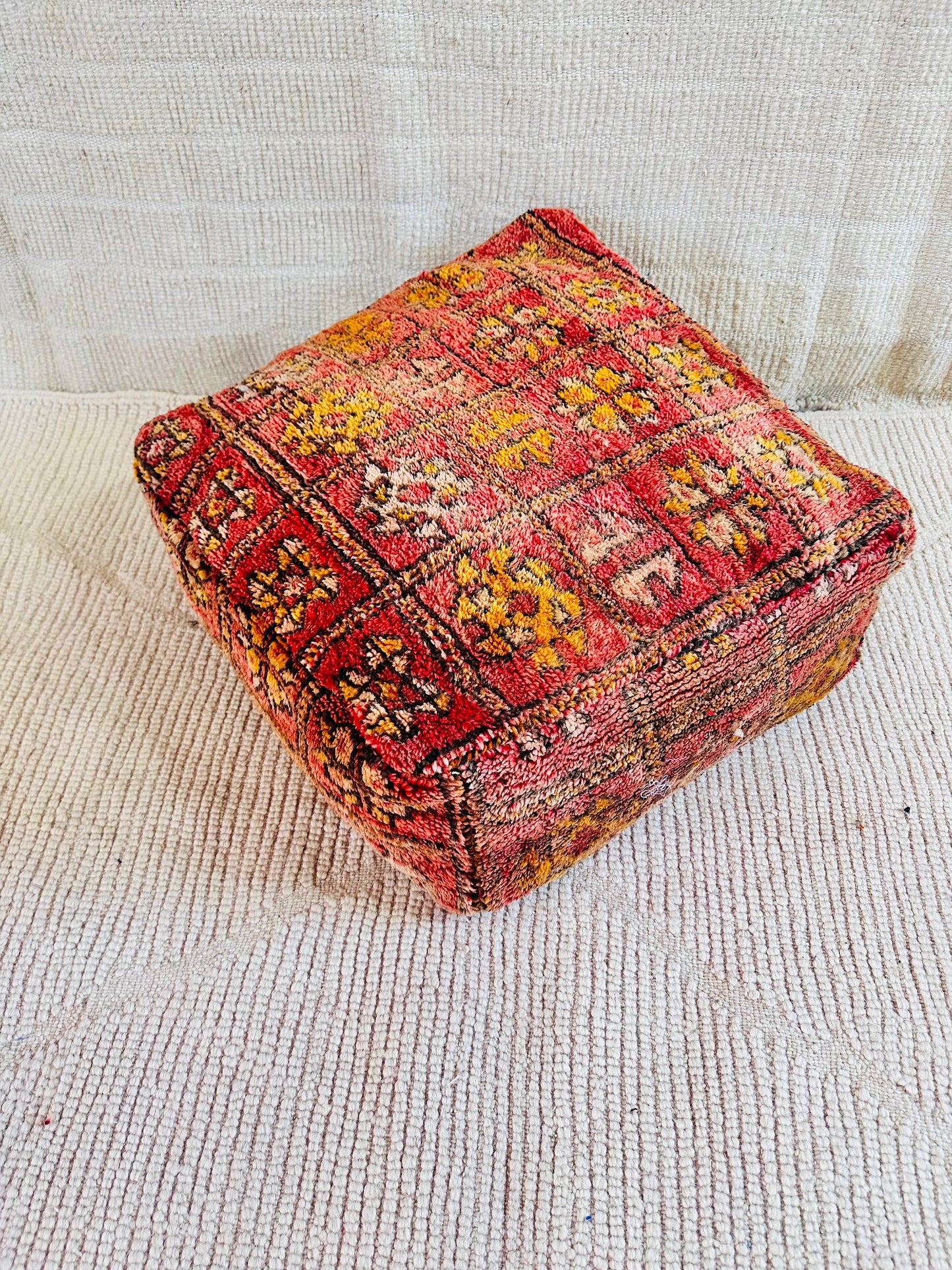 Kilim Pouf ,Multi Color Moroccan Pouf.Vintage Pouf .Beni Ouarain Pouf. Square Pouf .Outdoor Kilm Pouf.Yoga Meditation.Ottoman Pouf,Handmade