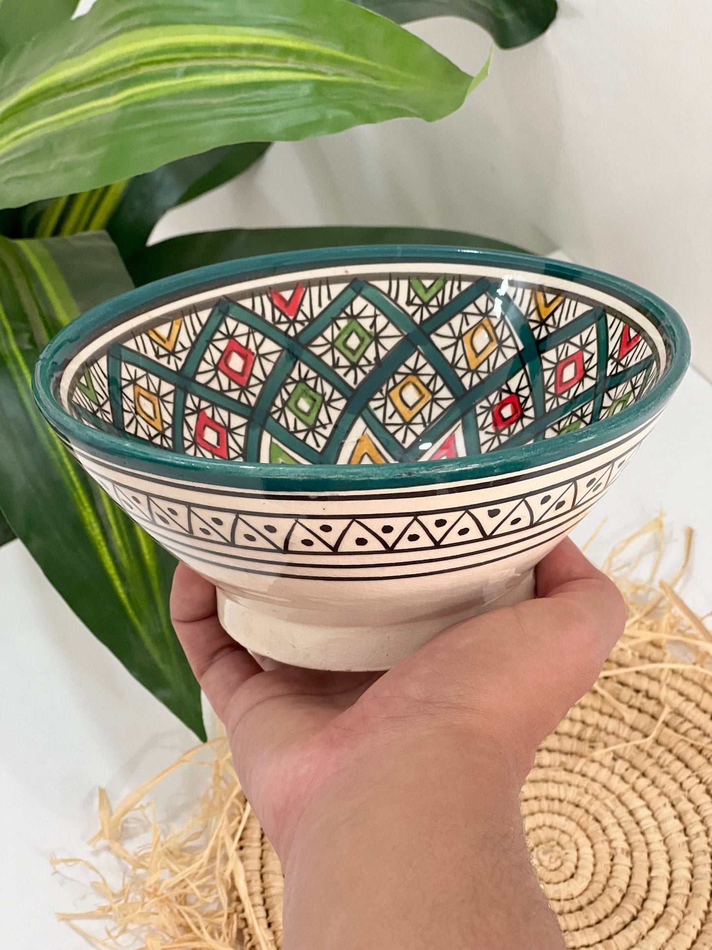 Moroccan Handmade Ceramic Salad Bowl, Handmade Pottery Bowl, Handpainted Moroccan Artisanal Bowl, Unique Decorative Bowl, Housewarming Gift