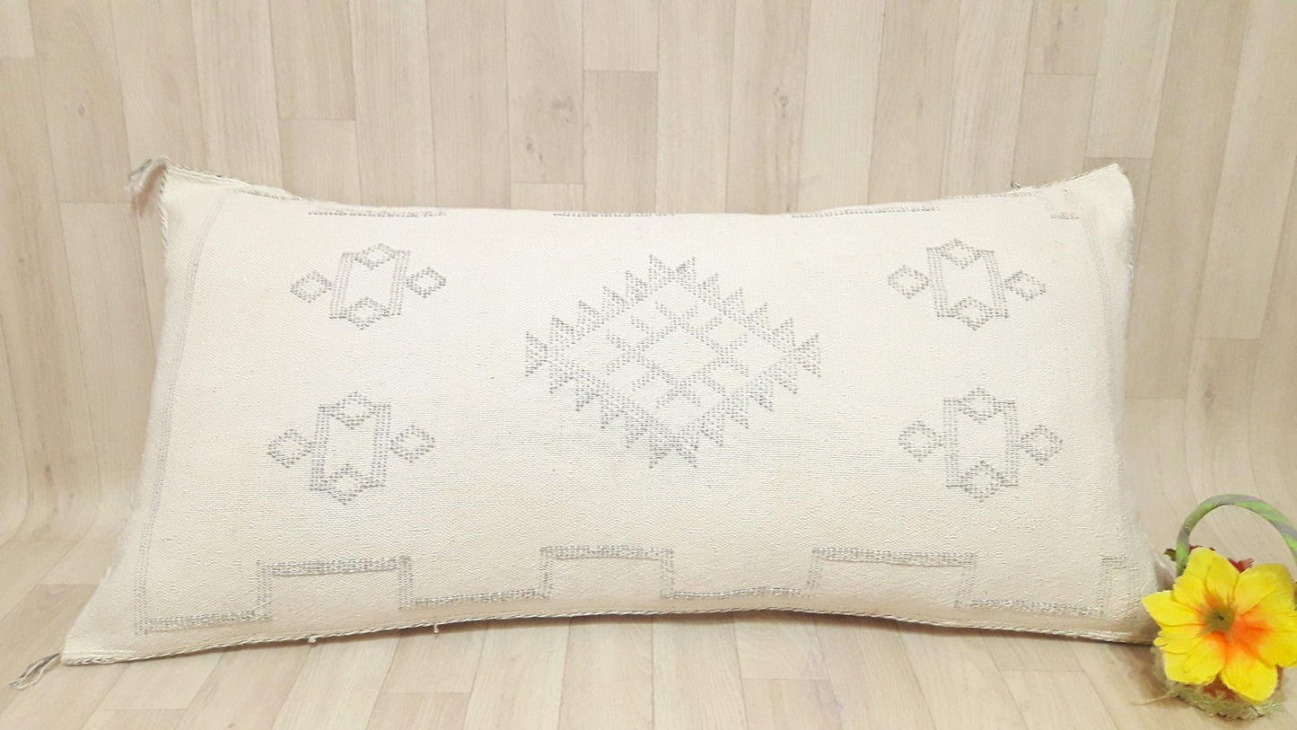 White Cactus Silk Pillow Cover, Moroccan Sabra Cushion Cover , Boho Cushion, Sabra Cactus Silk Cushion,Home Decor.Cactus Silk Lumbar Pillow
