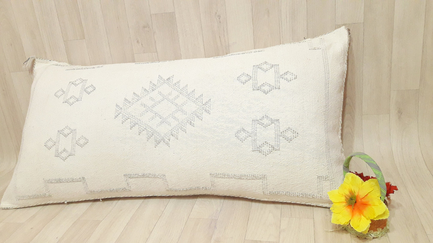 White Cactus Silk Pillow Cover, Moroccan Sabra Cushion Cover , Boho Cushion, Sabra Cactus Silk Cushion,Home Decor.Cactus Silk Lumbar Pillow