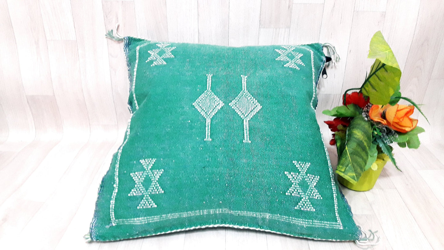 Cactus Silk Pillow, Moroccan Sabra Cushion, Handmade Cactus Silk Pillow, Berber Sabra Cushion, Pillow Throw, Moroccan Lumbar Sabra Cushion