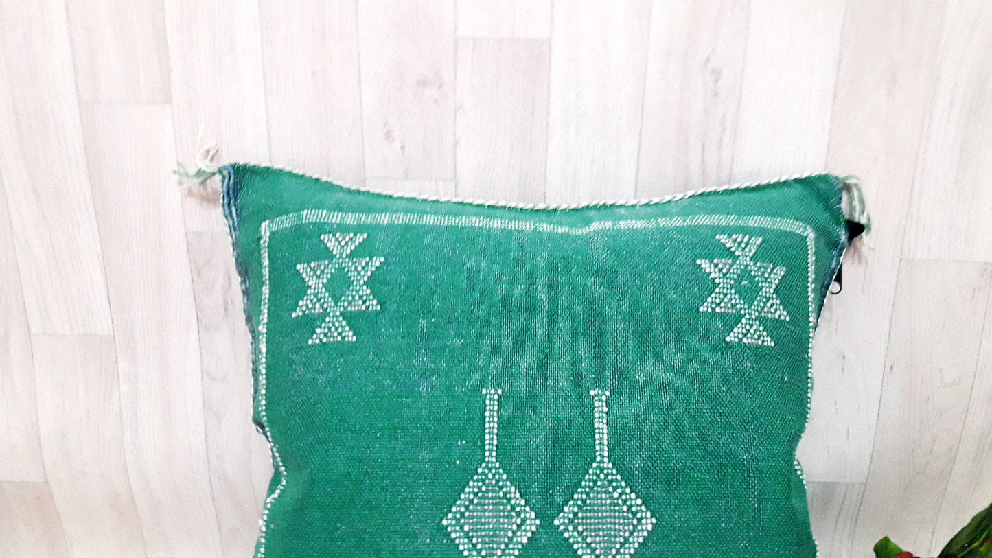 Cactus Silk Pillow, Moroccan Sabra Cushion, Handmade Cactus Silk Pillow, Berber Sabra Cushion, Pillow Throw, Moroccan Lumbar Sabra Cushion