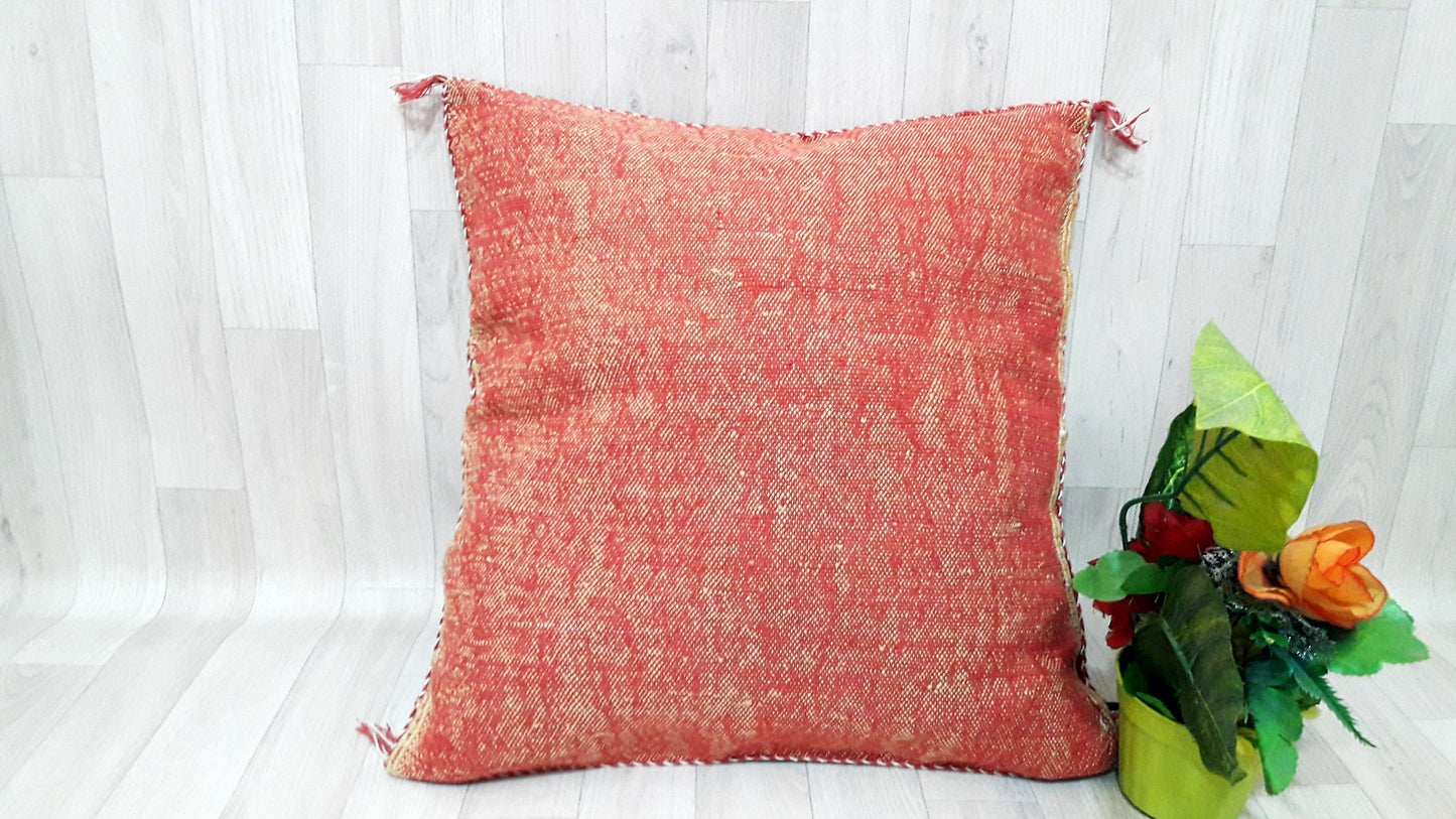 Cactus Silk Pillow Cover, Moroccan Boho Throw Pillow ,Hand Woven Berber Pillow, Sabra Cactus Silk Cushion Cover,Pillow,Cushion.Home Decor