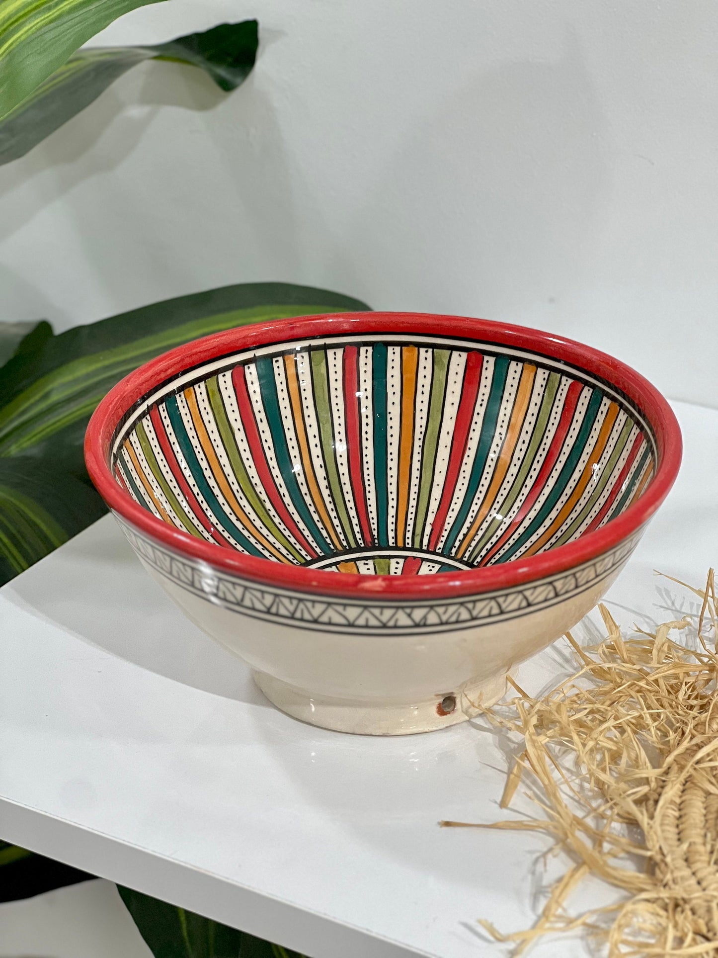 Moroccan Handmade Ceramic Salad Bowl | Hand Painted Moroccan Artisanal Bowl | Decorative Bowl | Ceramic Mixing Bowls | Ceramic Serving Bowls