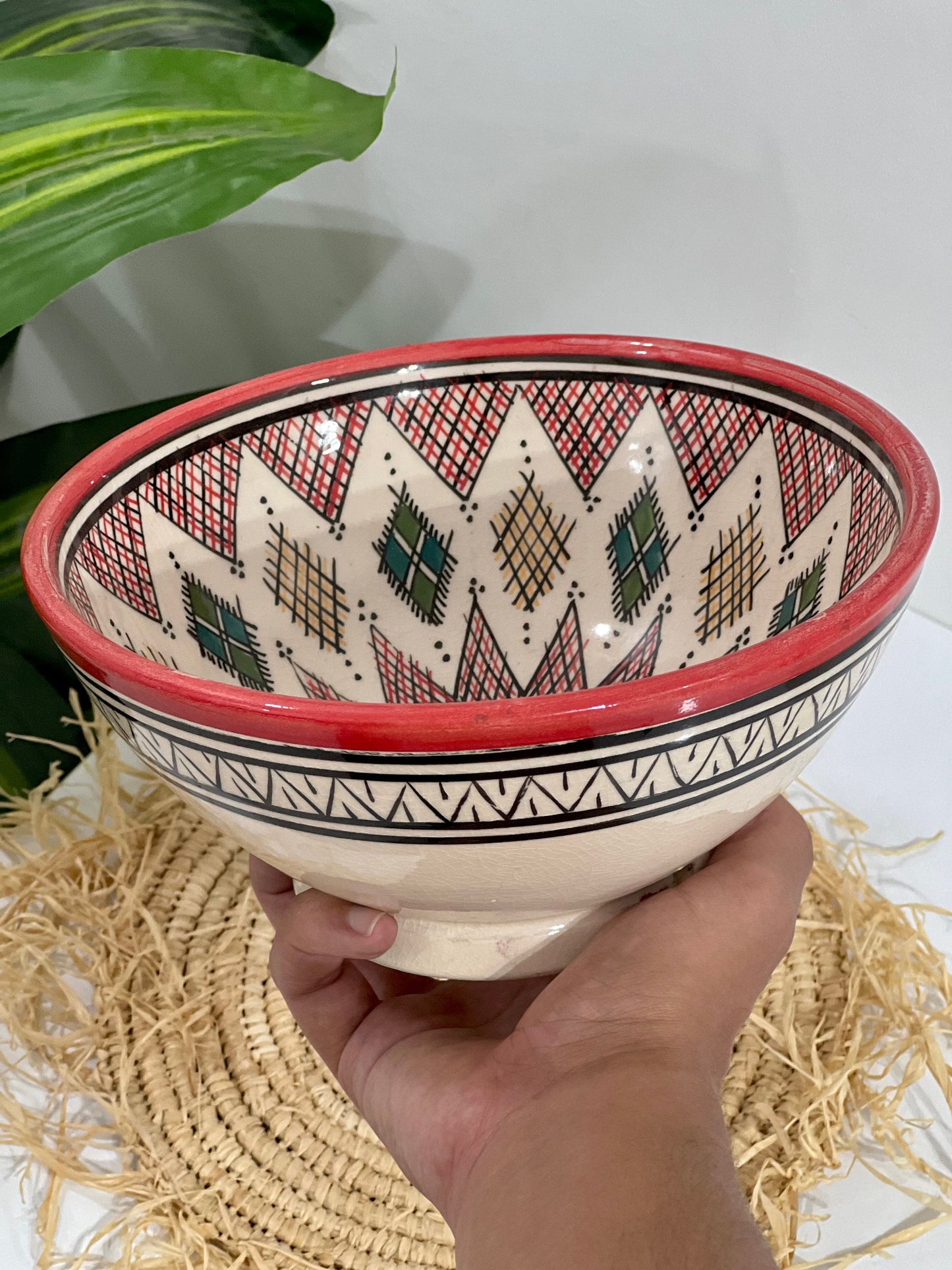 Moroccan Handmade Ceramic Salad Bowl | Hand Painted Moroccan Artisanal Bowl | Decorative Bowl | Ceramic Mixing Bowls | Ceramic Serving Bowls