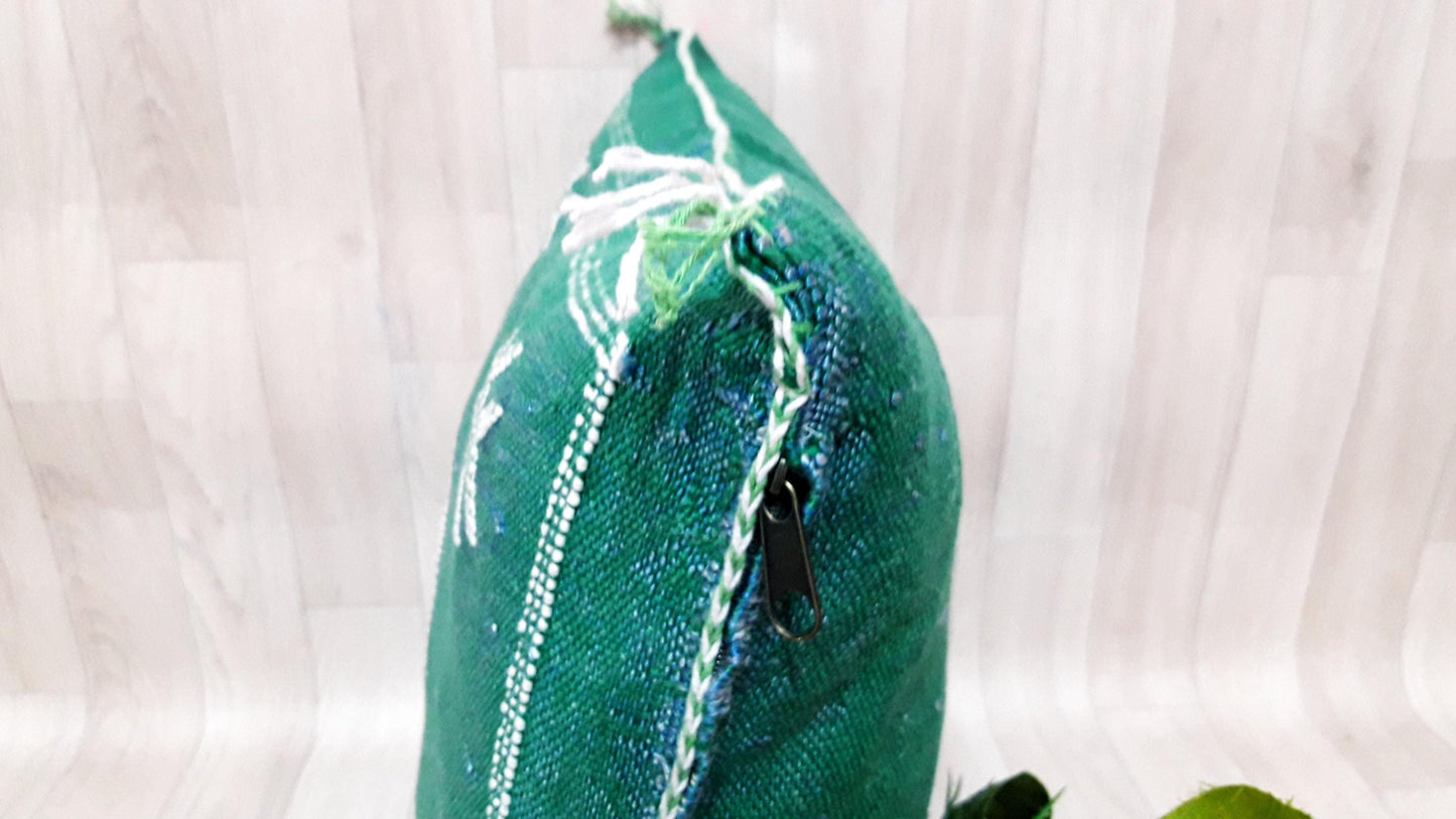 Cactus Silk Cushion Cover - Green Sabra Pillow - Handmade Morocco Cushion