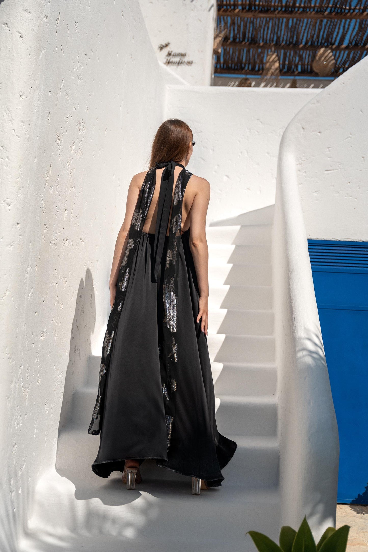 Maxi Black Dress, Party Dress, Open Back Dress, Chic Black Women Dress, Evening Dress, Wedding Outfit