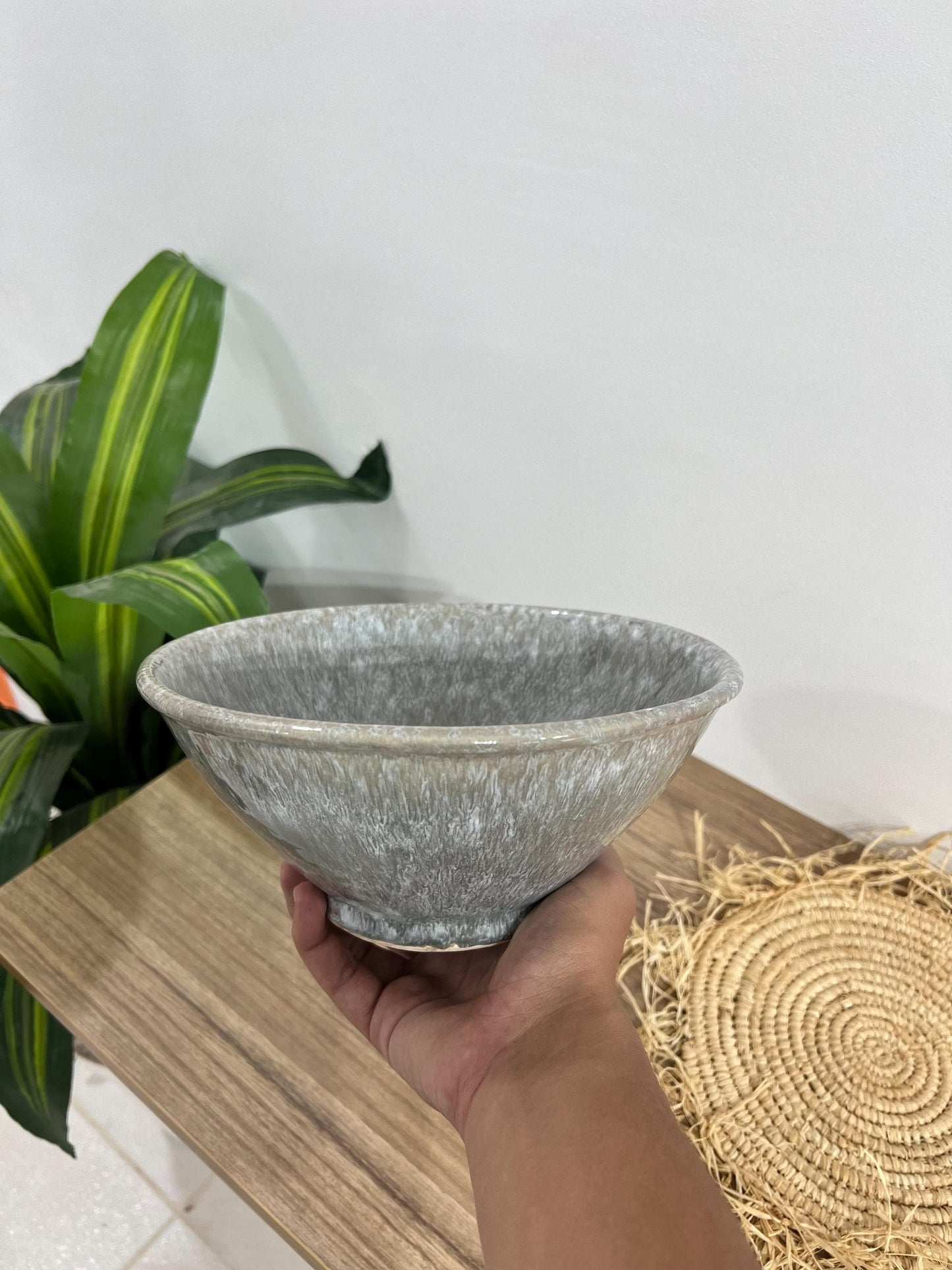 Handmade Smoky Gray Ceramic Bowl | Salad Bowl | Ceramic Serving Bowl | Hand Painted Moroccan Artisanal Bowl | Kitchen Decor.