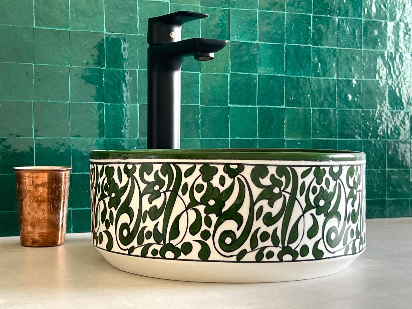 Antique Sink, Small Bathroom Sink, Moroccan Handmade Ceramic Basin, Hand Wash Basin, Free Gift INCLUDED