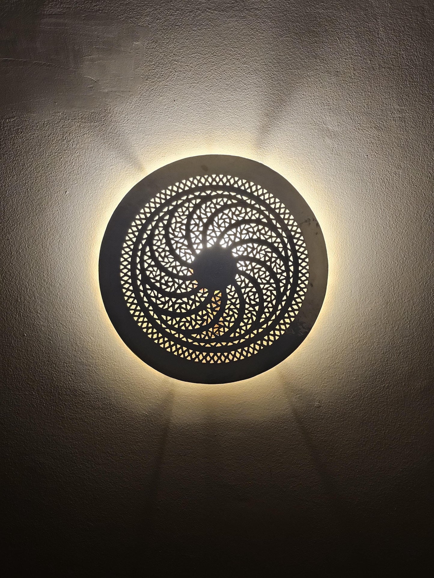 Moroccan round Brass Wall Sconce, Brass Wall Lamp