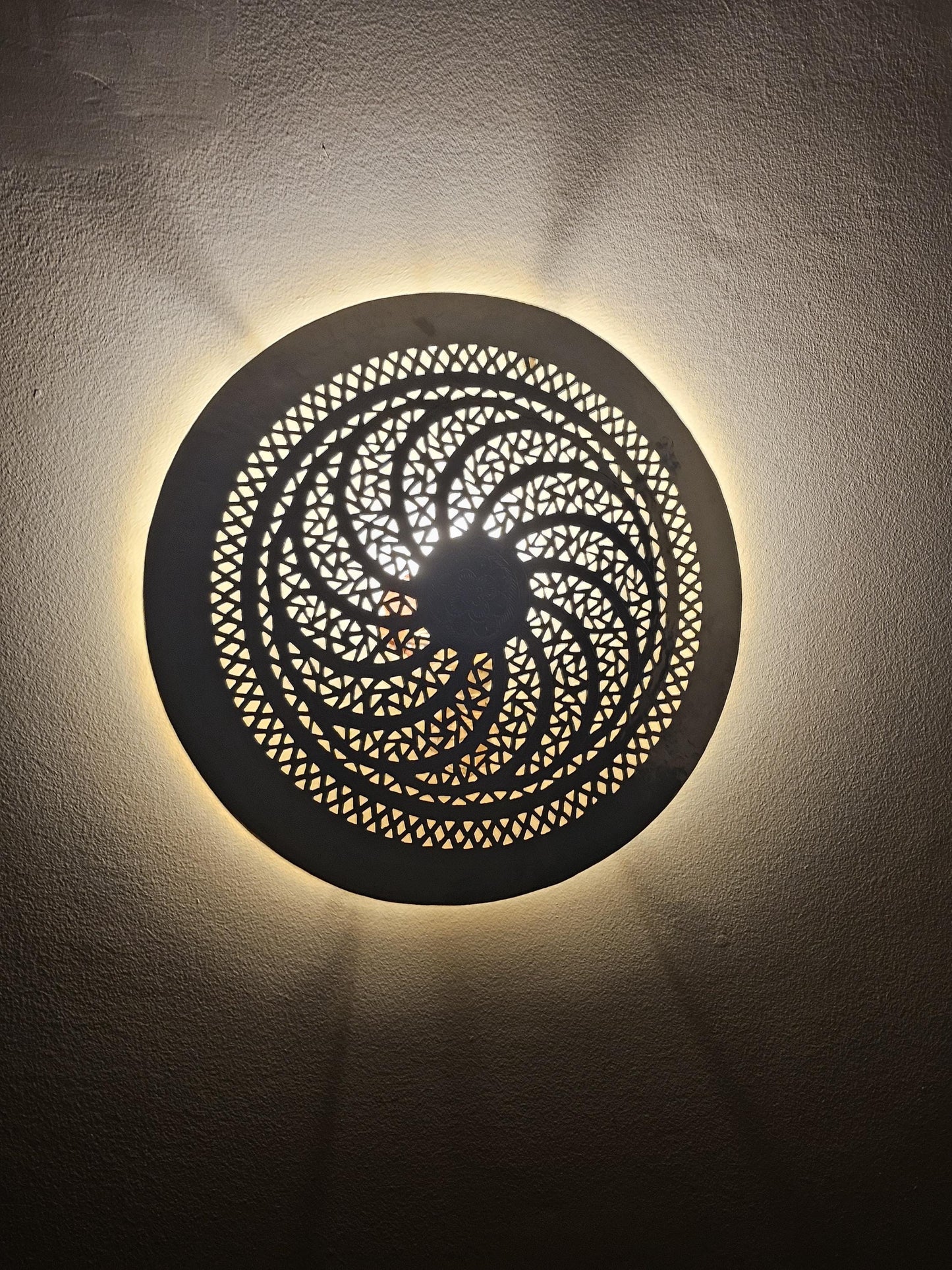 Moroccan round Brass Wall Sconce, Brass Wall Lamp