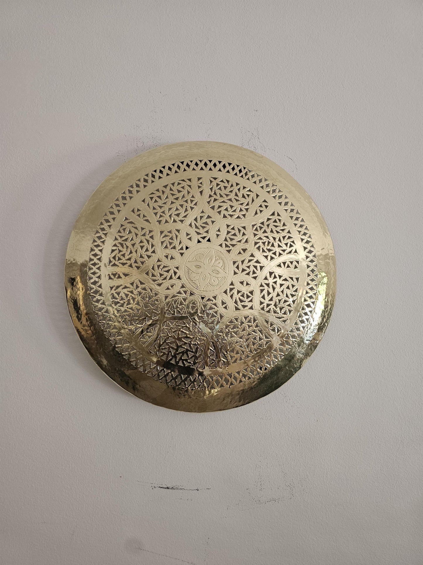 Moroccan round Brass Wall Sconce, Brass Wall Lamp