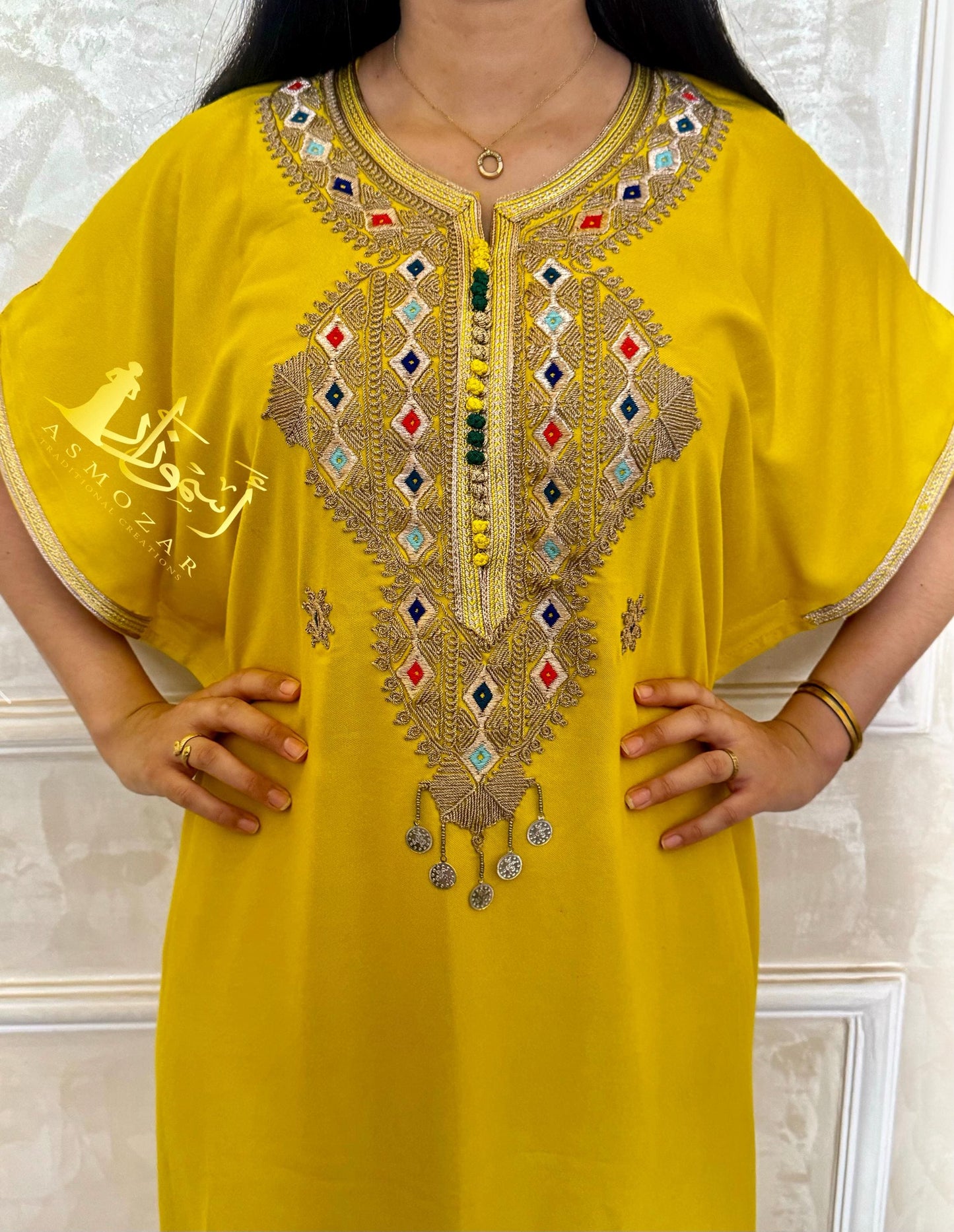 Moroccan Dress,Moroccan Gift,Kaftan,Yellow Caftan,Traditional Kaftan,One Size Dress, Moroccan Gandoura.
