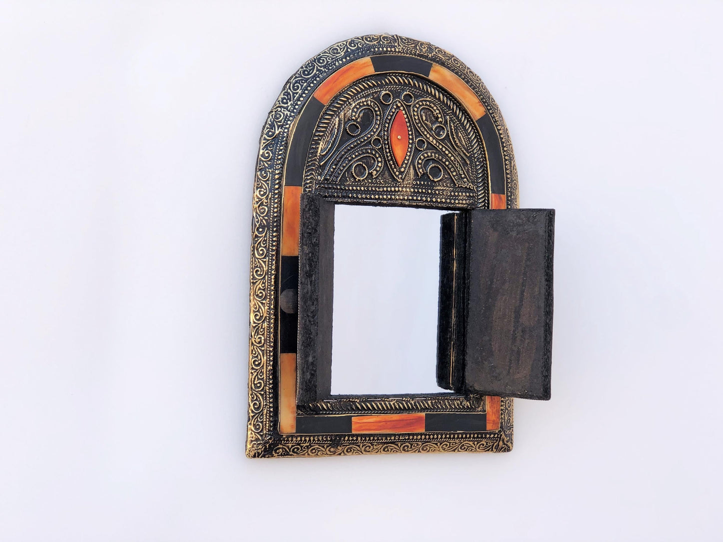 Funky Wall Mirror, Small Moroccan Mirror, Rustic Window Mirror, Handmade, Mirror Art, Bone Inlay Mirror