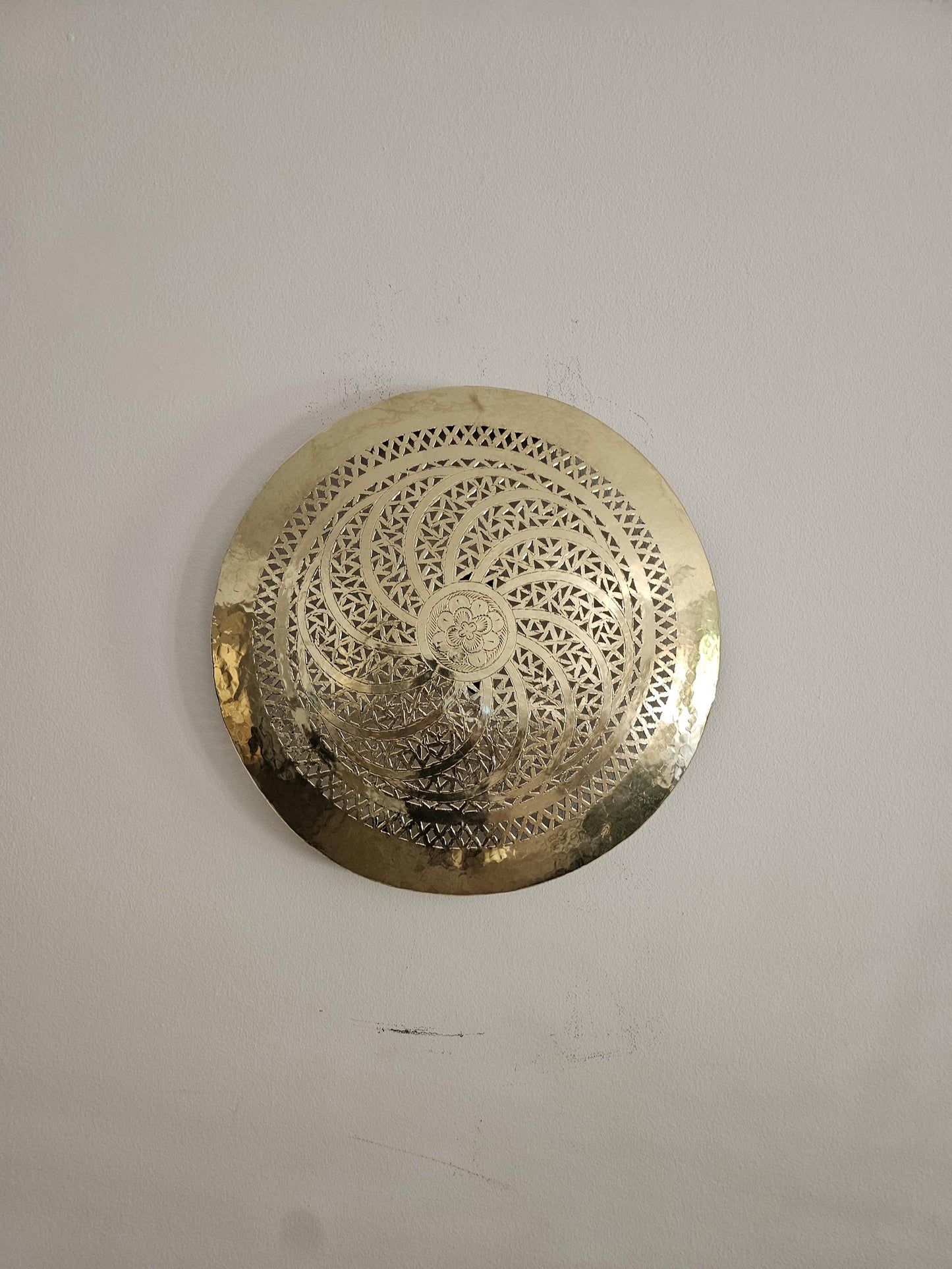Moroccan round Brass Wall Sconce, Brass Wall Lamp