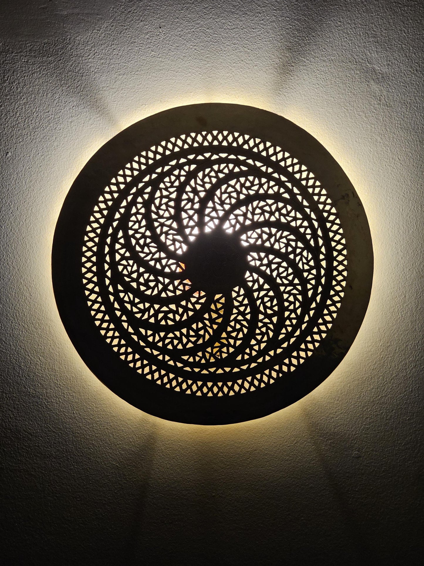 Moroccan round Brass Wall Sconce, Brass Wall Lamp