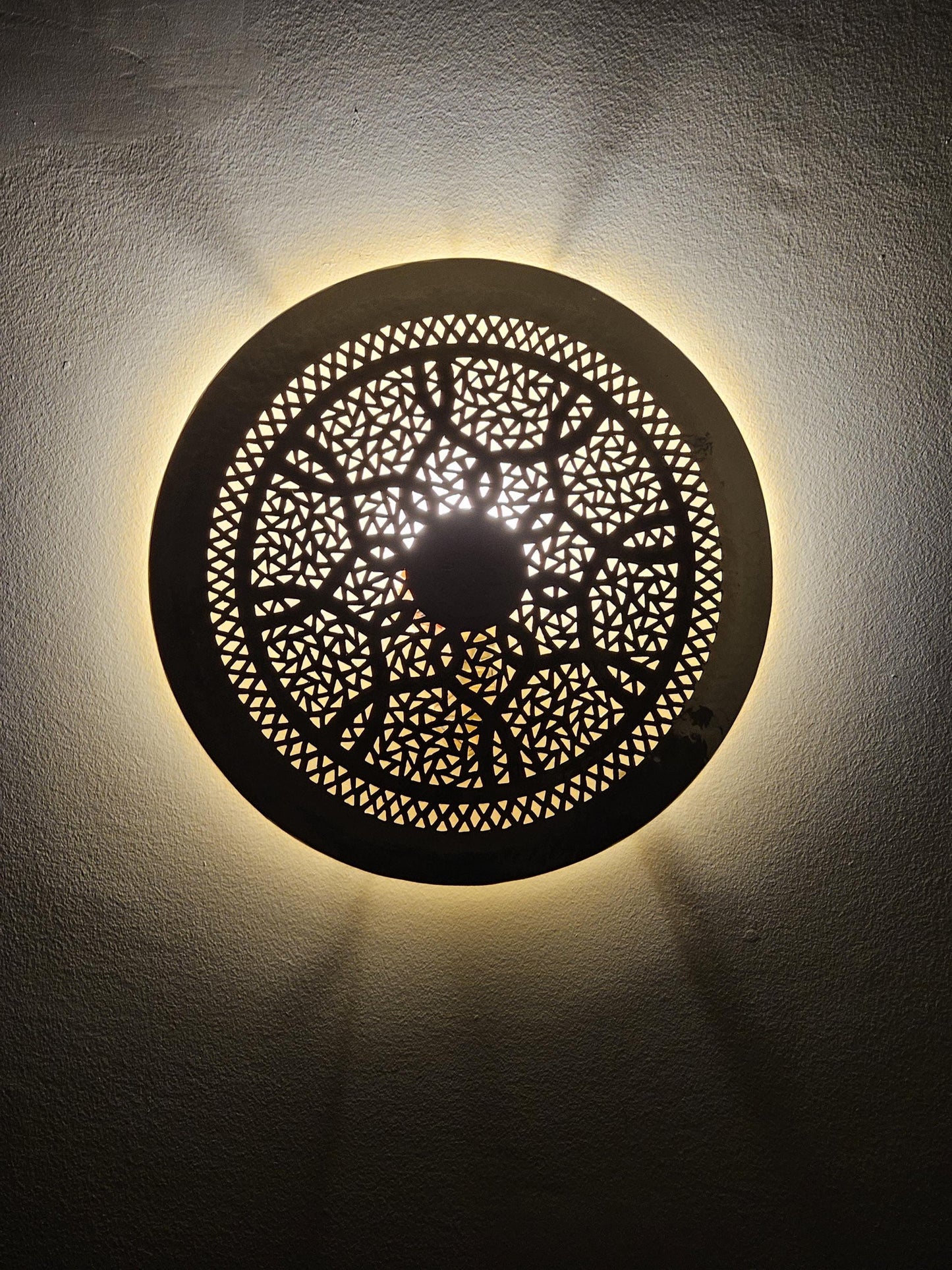 Moroccan round Brass Wall Sconce, Brass Wall Lamp