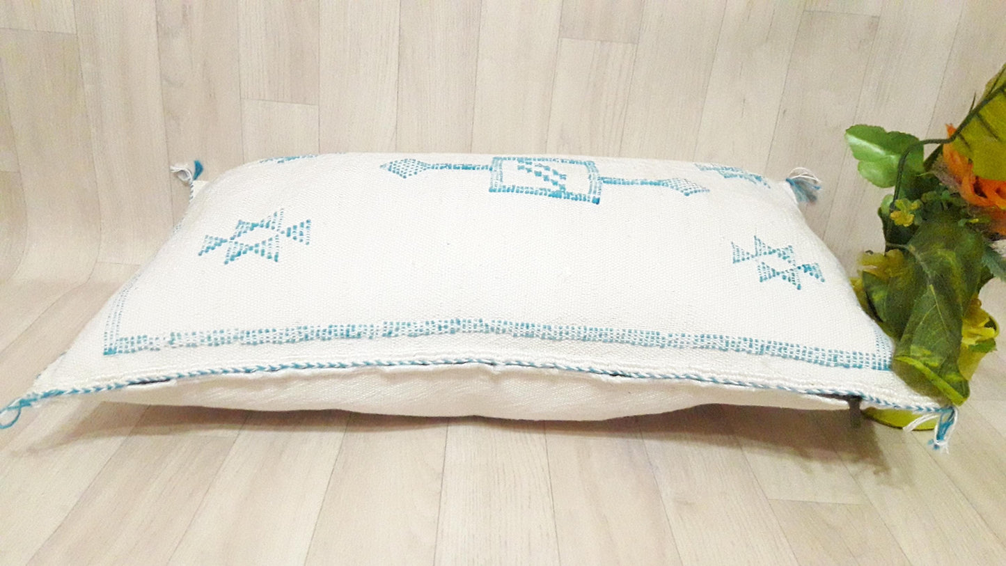 Pillow Decor Cover,Pillow , Soft Pillow Moroccan Boho Throw Pillow ,Hand Woven Berber Pillow, Sabra Cactus Silk Cushion Cover,Pillow,Cushion