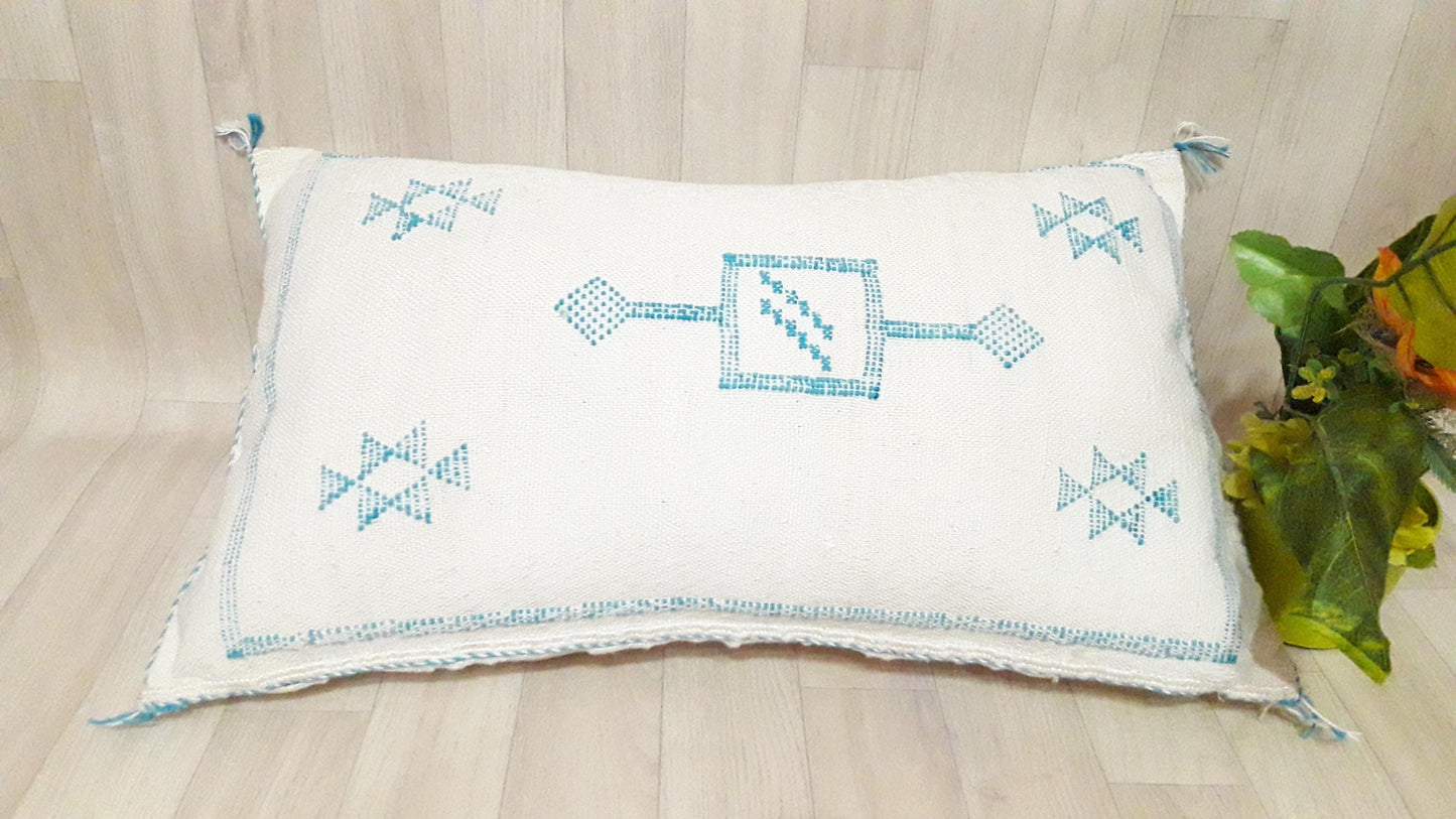 Pillow Decor Cover,Pillow , Soft Pillow Moroccan Boho Throw Pillow ,Hand Woven Berber Pillow, Sabra Cactus Silk Cushion Cover,Pillow,Cushion