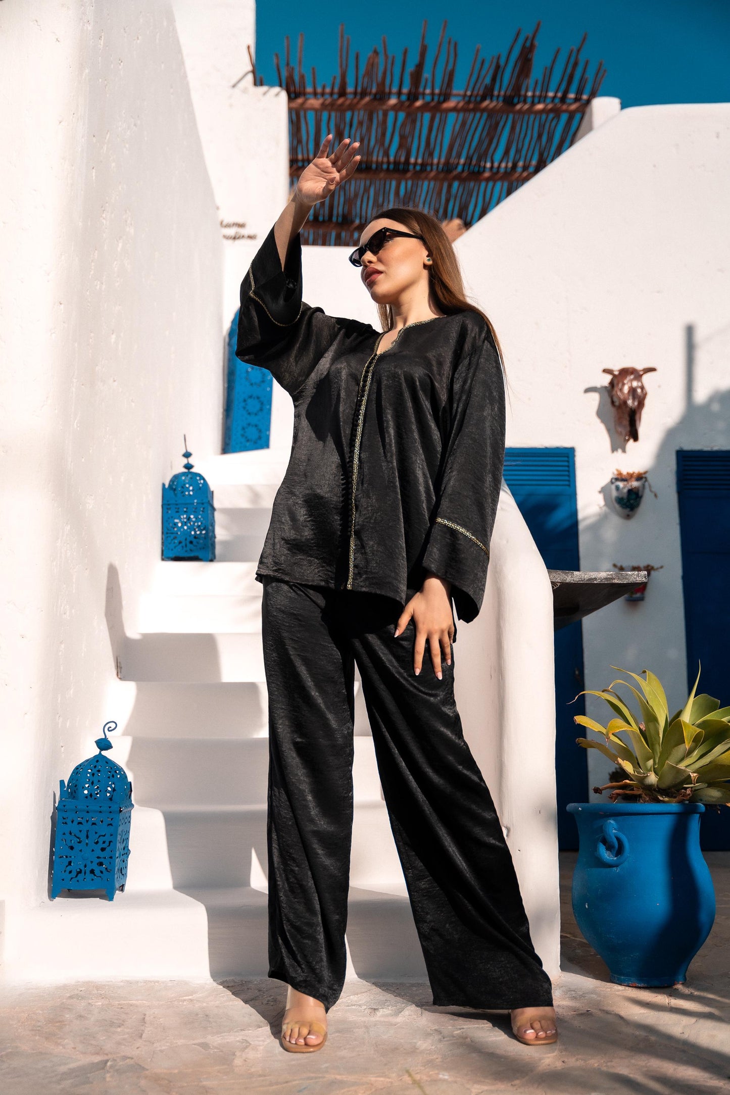 Women'S Two-Piece Set, Oversized Top and Pants, Chic and Comfortable Ser, Black Set, Handmade in Morocco