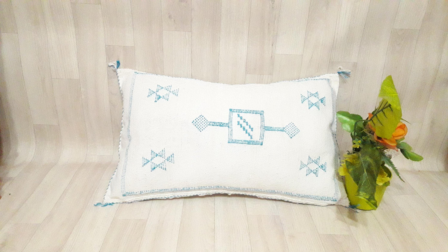 Pillow Decor Cover,Pillow , Soft Pillow Moroccan Boho Throw Pillow ,Hand Woven Berber Pillow, Sabra Cactus Silk Cushion Cover,Pillow,Cushion