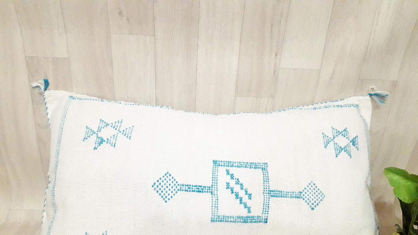Pillow Decor Cover,Pillow , Soft Pillow Moroccan Boho Throw Pillow ,Hand Woven Berber Pillow, Sabra Cactus Silk Cushion Cover,Pillow,Cushion