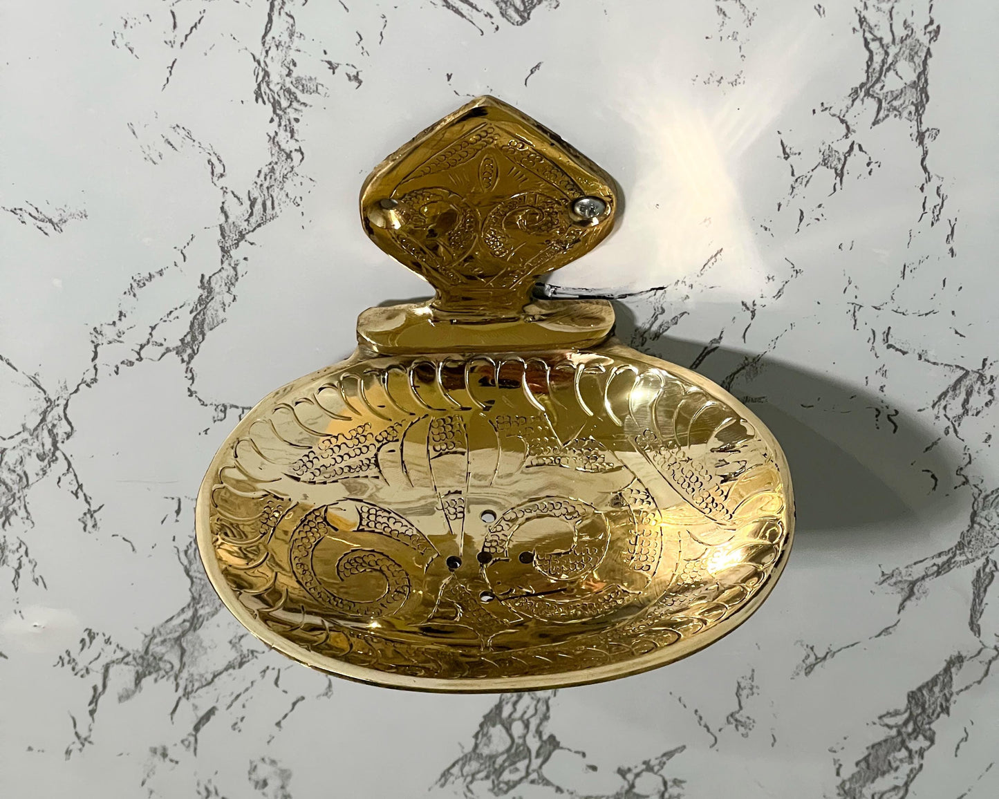 Handmade Moroccan Brass Soap Dish - Vintage Wall-Mounted Bathroom Accessory, Unlacquered Antique-Style Soap Holder