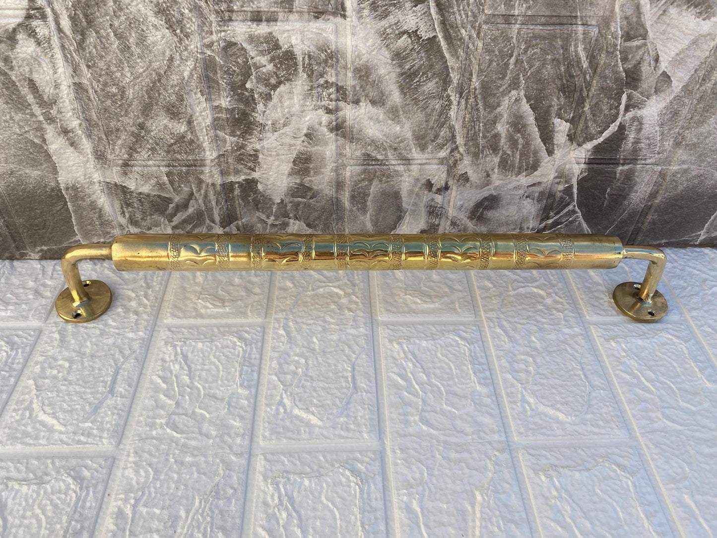 Towel Bar | Unlacquered Brass Bar for Bathroom and | Multi-Use Engraved Bathroom Towel Rack