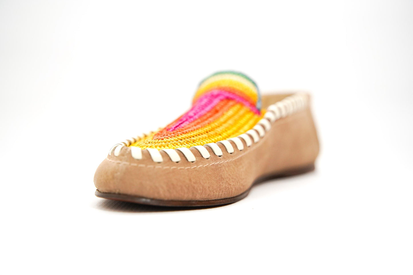 Handmade Moroccan Leather Moccasins with Vibrant Woven Design – Artisan Boho Loafers for Men & Women, Ethically Made Shoe