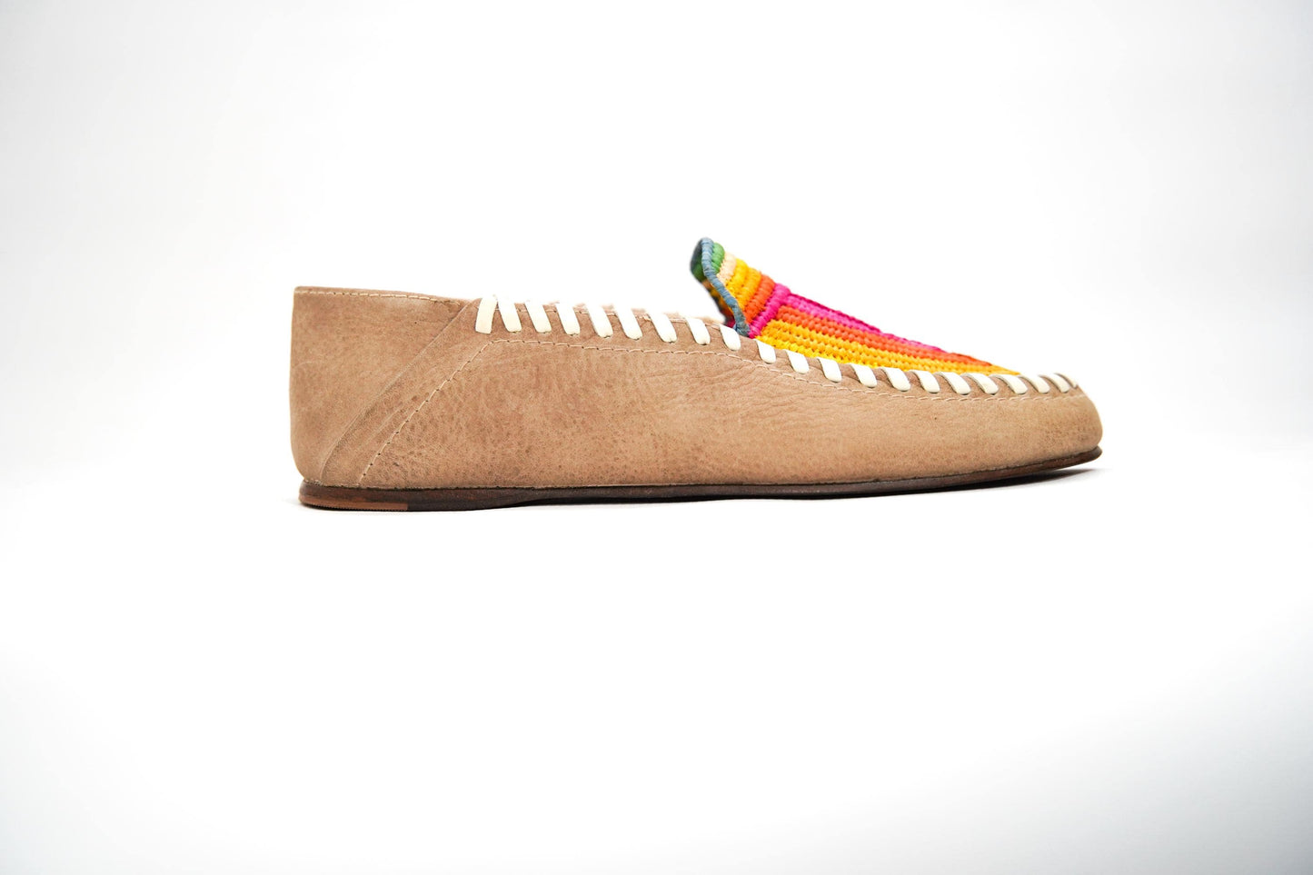 Handmade Moroccan Leather Moccasins with Vibrant Woven Design – Artisan Boho Loafers for Men & Women, Ethically Made Shoe