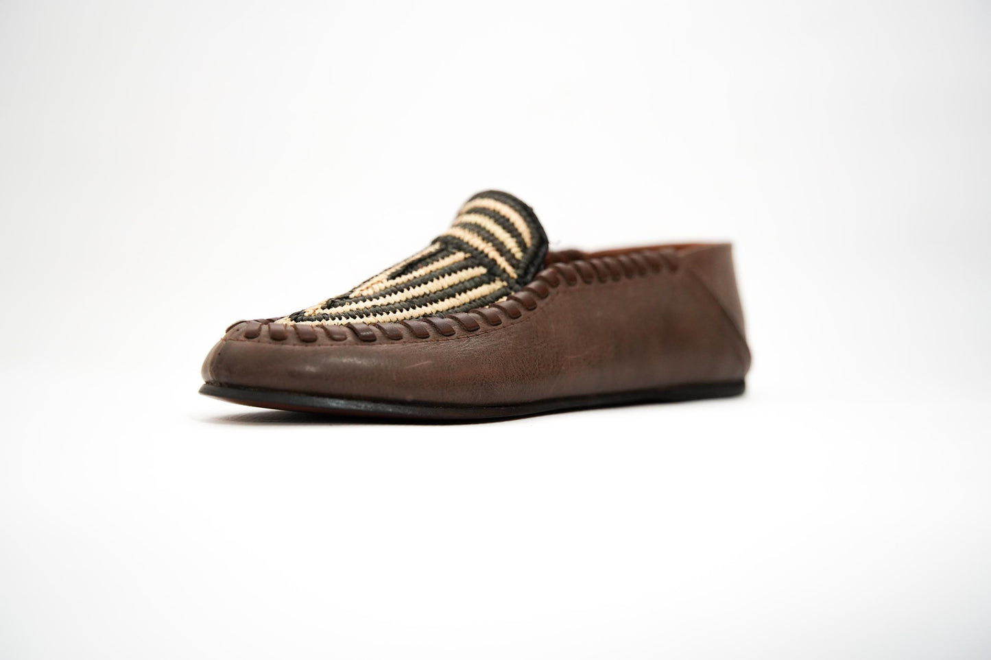 Handmade Moroccan Leather Moccasins with Vibrant Woven Design – Artisan Boho Loafers for Men & Women, Ethically Made Shoe.