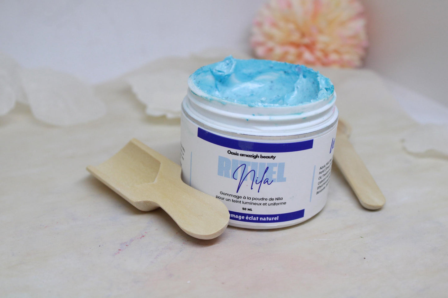 Nila Ritual Box Organic Cream and Scrub for Bright and Hydrated Skin Based on Natural Products, Produced in Morocco