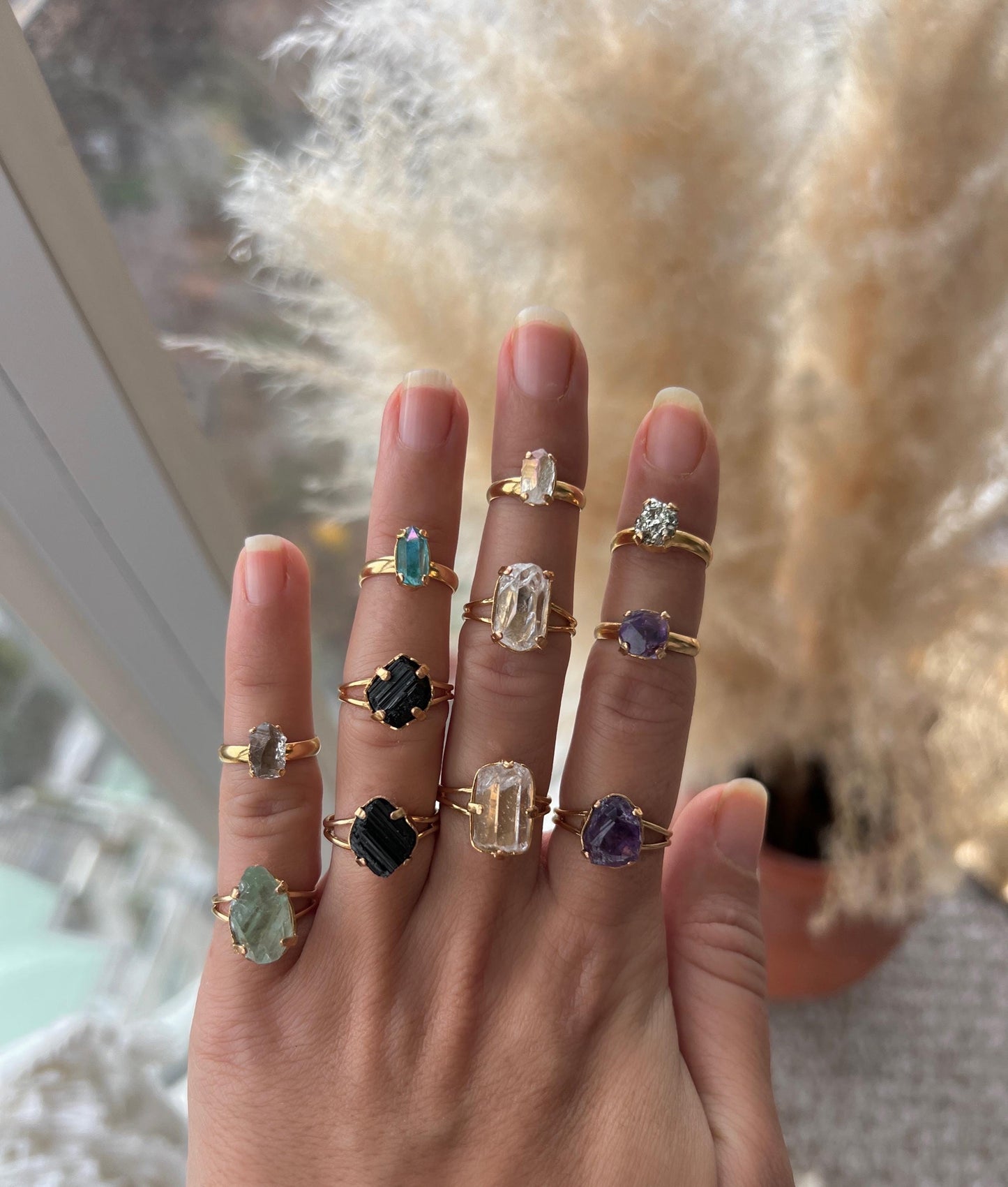 Amethyst Ring, Gold, Adjustable Ring, Crystal Ring, Amethyst Jewelry, Third Eye Chakra, Nickel-Free, Crystal Gift, Raw Purple Gemstone