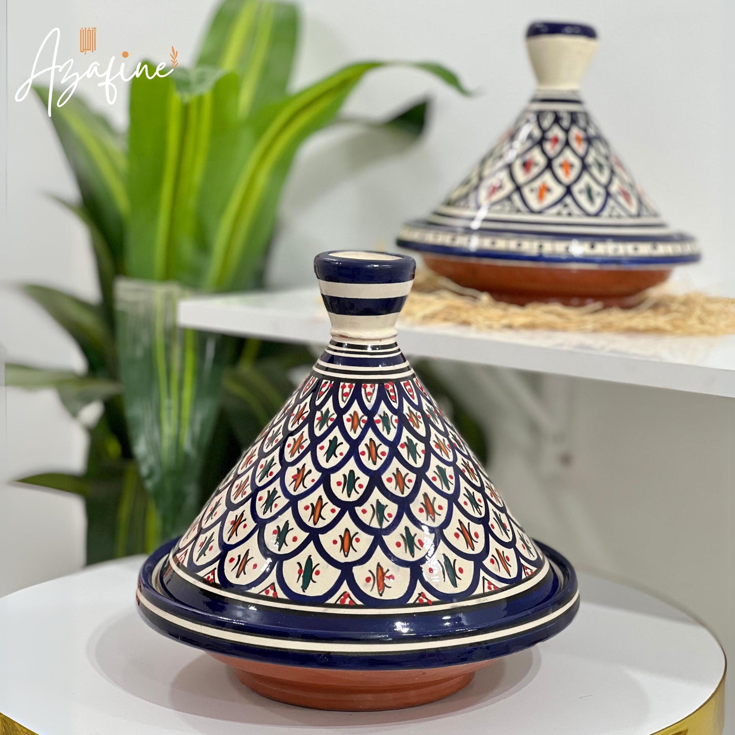 Moroccan Ceramic Tagine Pot, Cooking & Serving Tagine, Hand-Painted Tagine, Lead-Free Cookware, Non-Stick, Handmade Ceramic Pot