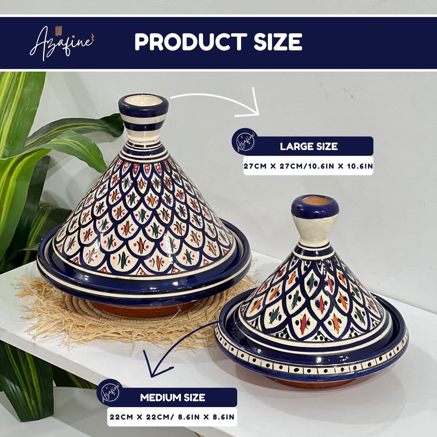 Moroccan Ceramic Tagine Pot, Cooking & Serving Tagine, Hand-Painted Tagine, Lead-Free Cookware, Non-Stick, Handmade Ceramic Pot