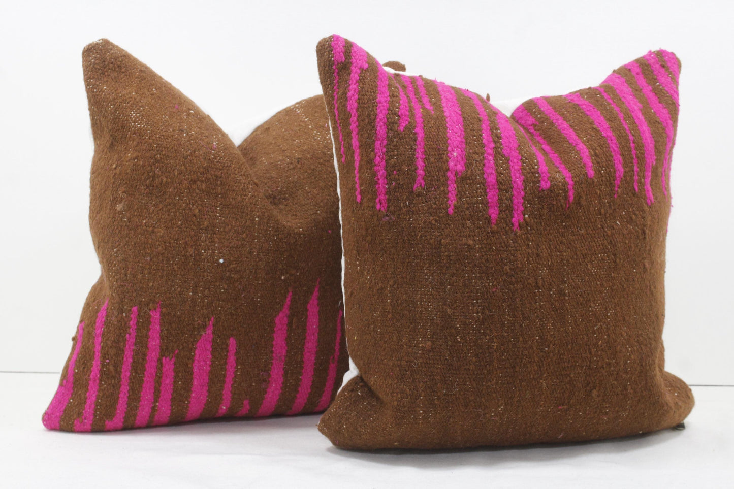 Set of 2 Vintage Moroccan Pillows 100% Wool , Absolutely Gorgeous Pillow Floor Pillow Moroccan Berber Home Design Handmade Kilim Berber