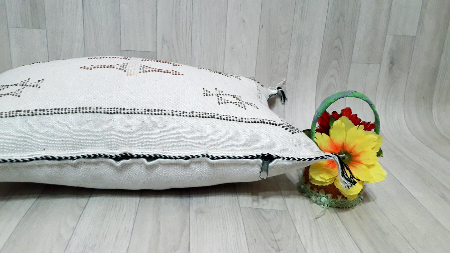 White Cactus Silk Pillow Cover, Moroccan Sabra Cushion Cover , Morocco Handmade Pillow, Sabra Cactus Silk Cushion,Home Decor