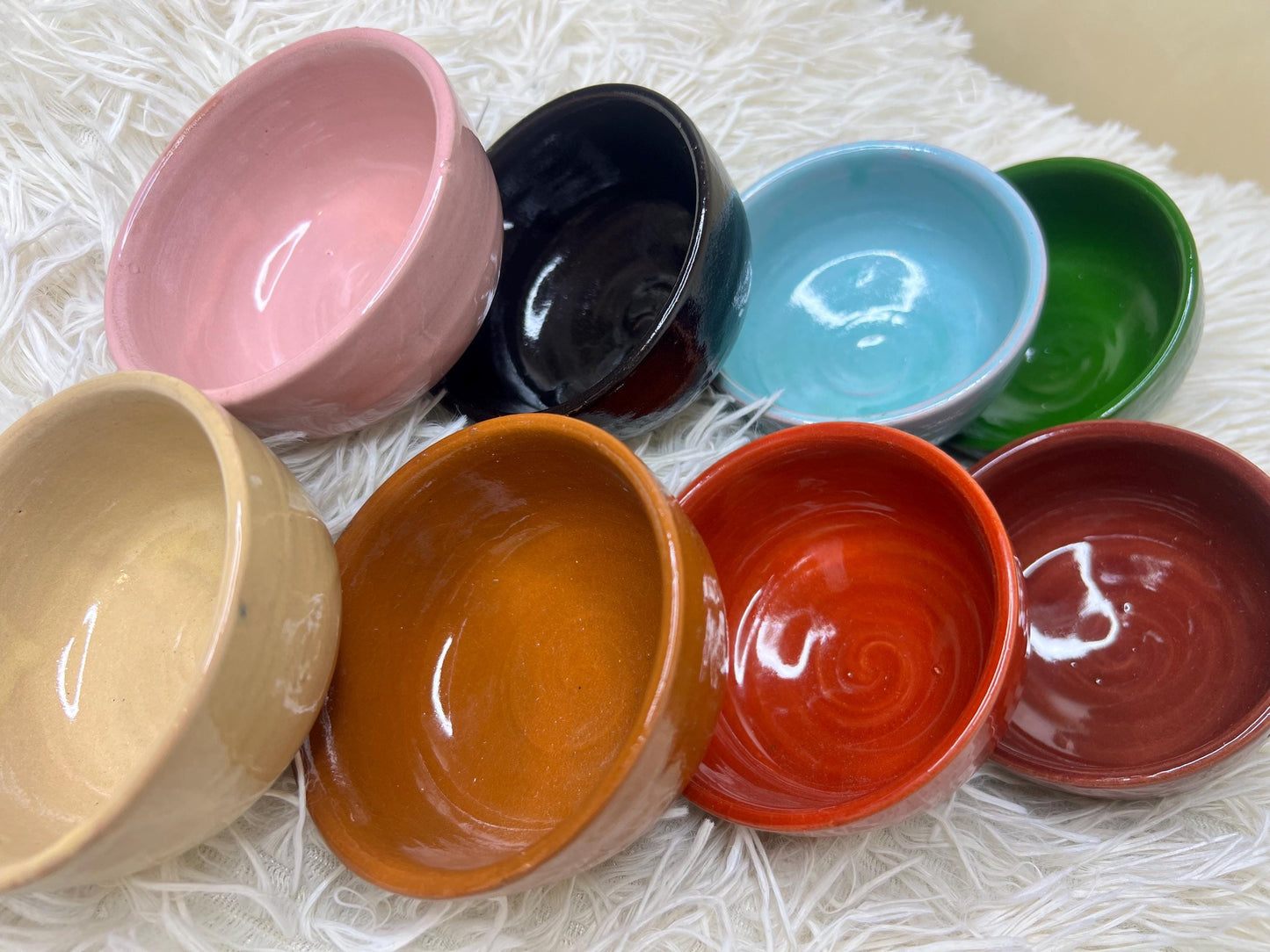 Set of 8 Handmade Pottery Bowls Small Serving Pottery for Prep Tapas Nuts Snack Breakfast