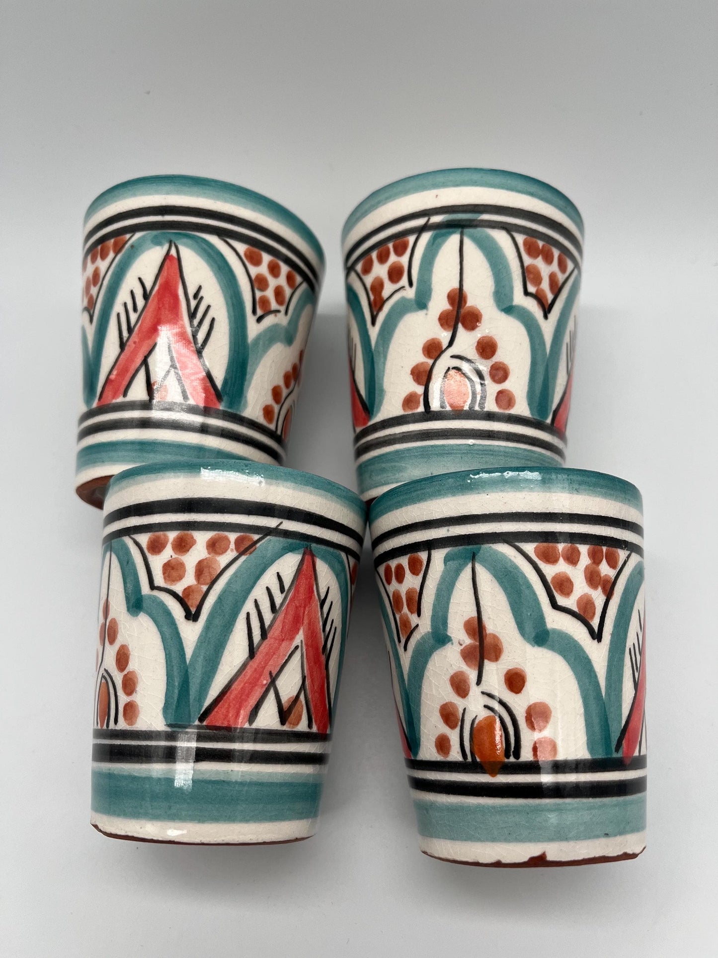 Set of 4 Red Clay Cups - Traditional Moroccan Craftsmanship - Perfect for Tea and Coffee - Beldi Mugs_Cups _Moroccan