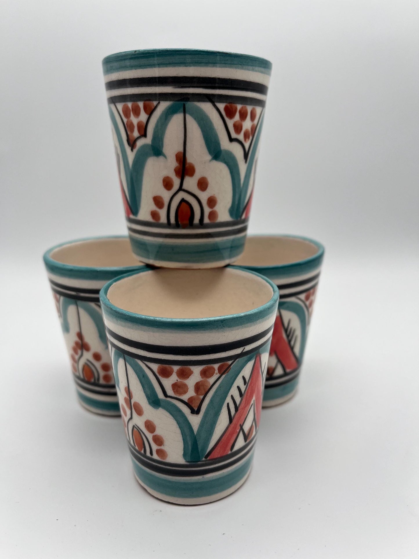 Set of 4 Red Clay Cups - Traditional Moroccan Craftsmanship - Perfect for Tea and Coffee - Beldi Mugs_Cups _Moroccan