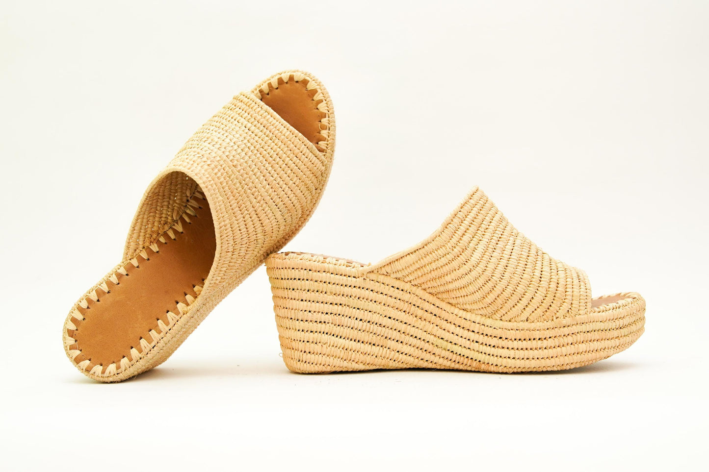 Handmade Raffia Slide Sandals, Comfortable, Lightweight Summer Shoes from Morocco