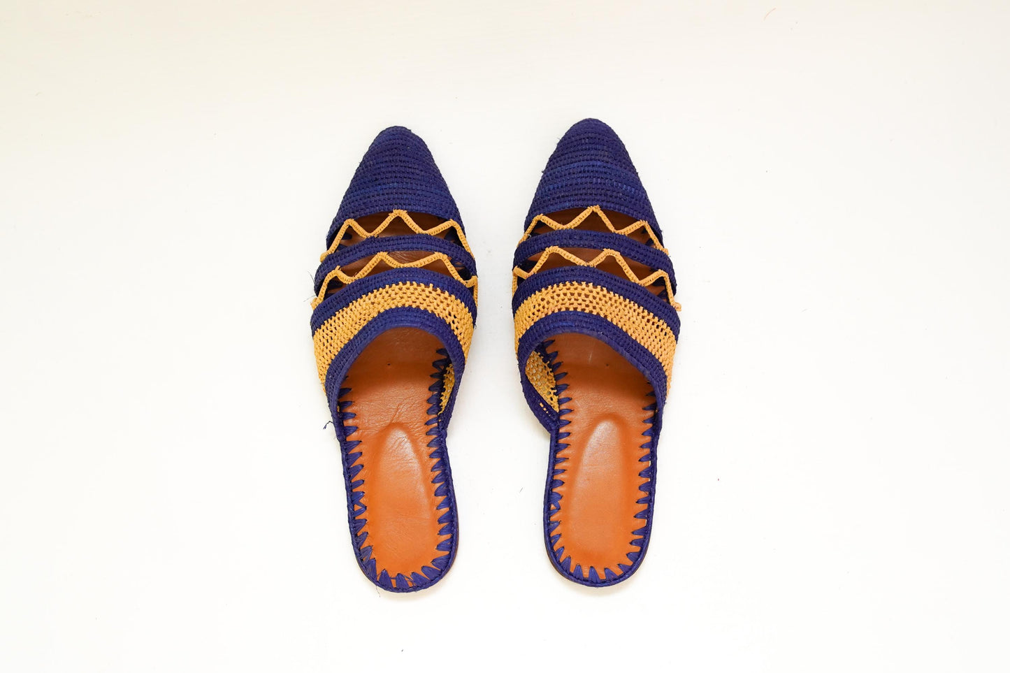 Handmade Raffia Slide Sandals, Comfortable, Lightweight Summer Shoes from Morocco