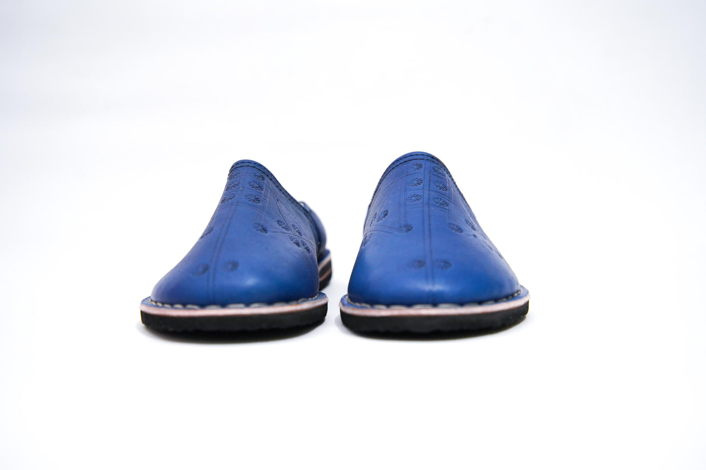 Handmade Moroccan Babouche Leather Slippers for Men, Organic Sheepskin Slip-Ons – Stylish Blue House Shoes